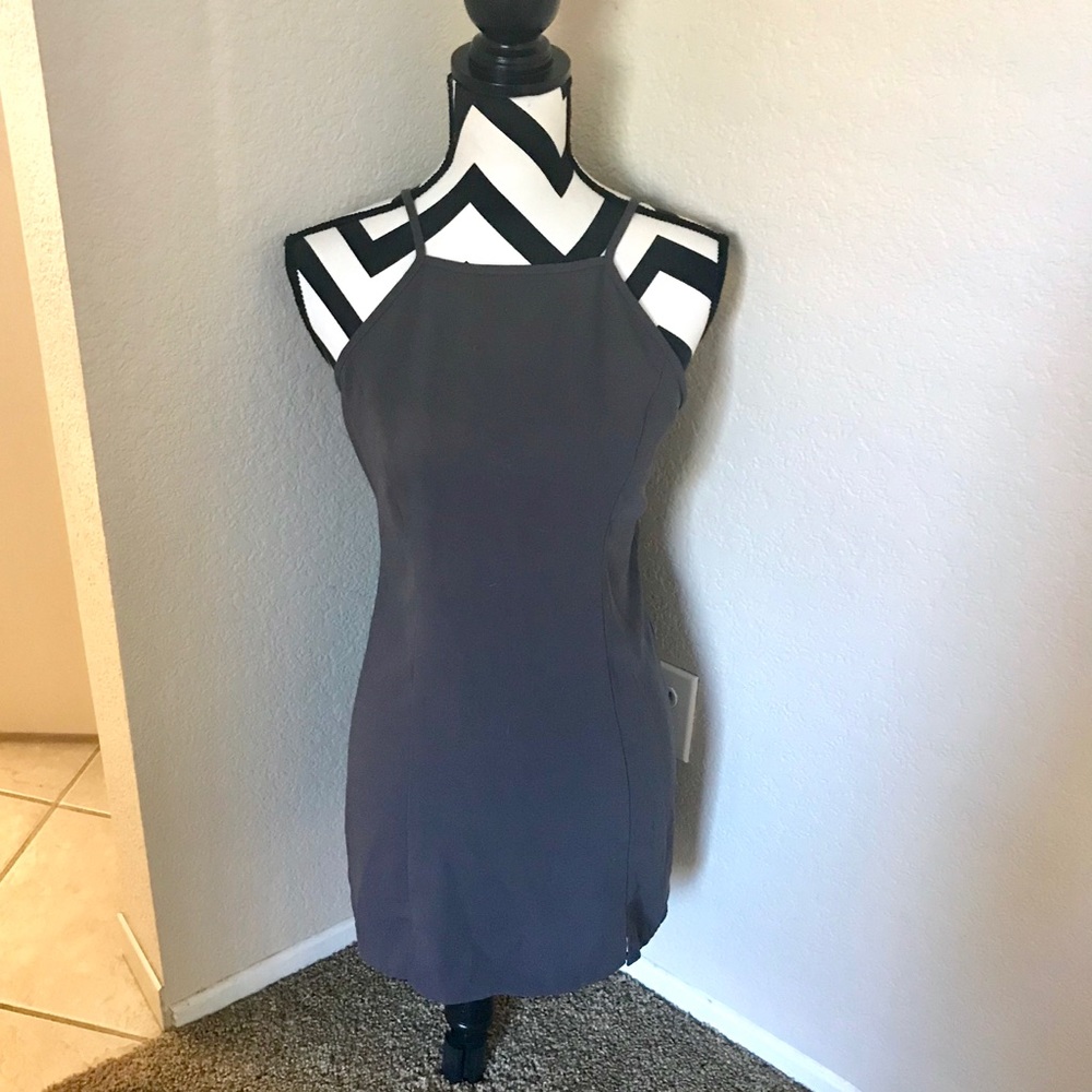 MODISH ONE SLIM DARK GRAY SHEATH DRESS